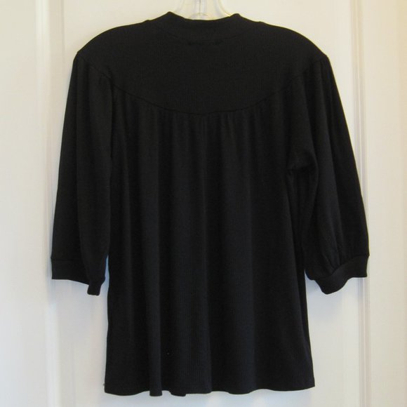 W5 Concepts Drama 3/4 Sleeve Top, Black Small - Picture 3 of 4